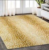 5' X 8' Gold Gazelle Print Shag Handmade Non Skid Area Rug - Homeroots - Flyclothing LLC