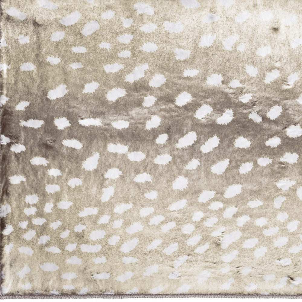 2' X 3' Beige Gazelle Print Shag Handmade Non Skid Area Rug - Homeroots - Flyclothing LLC