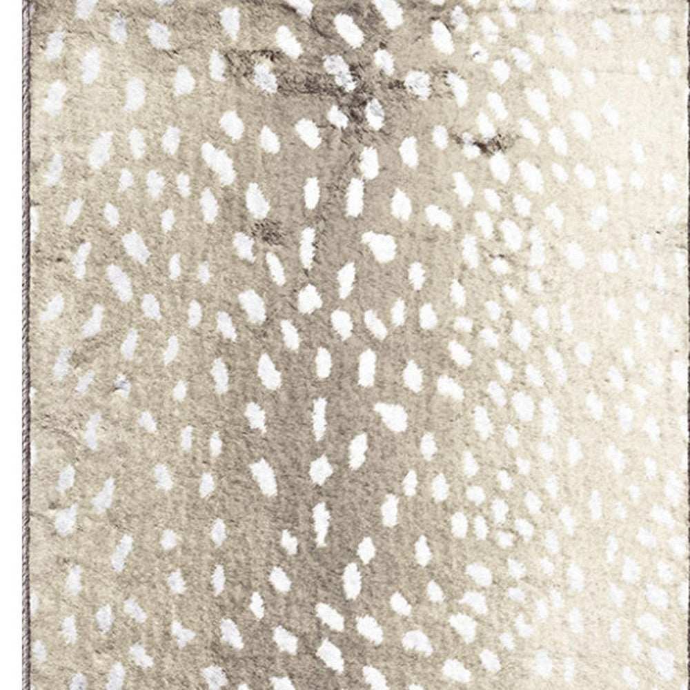 2' X 8' Beige Gazelle Print Shag Handmade Non Skid Runner Rug - Homeroots - Flyclothing LLC