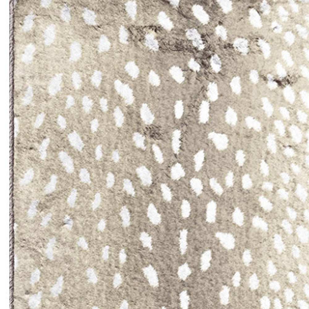 2' X 8' Beige Gazelle Print Shag Handmade Non Skid Runner Rug - Homeroots - Flyclothing LLC