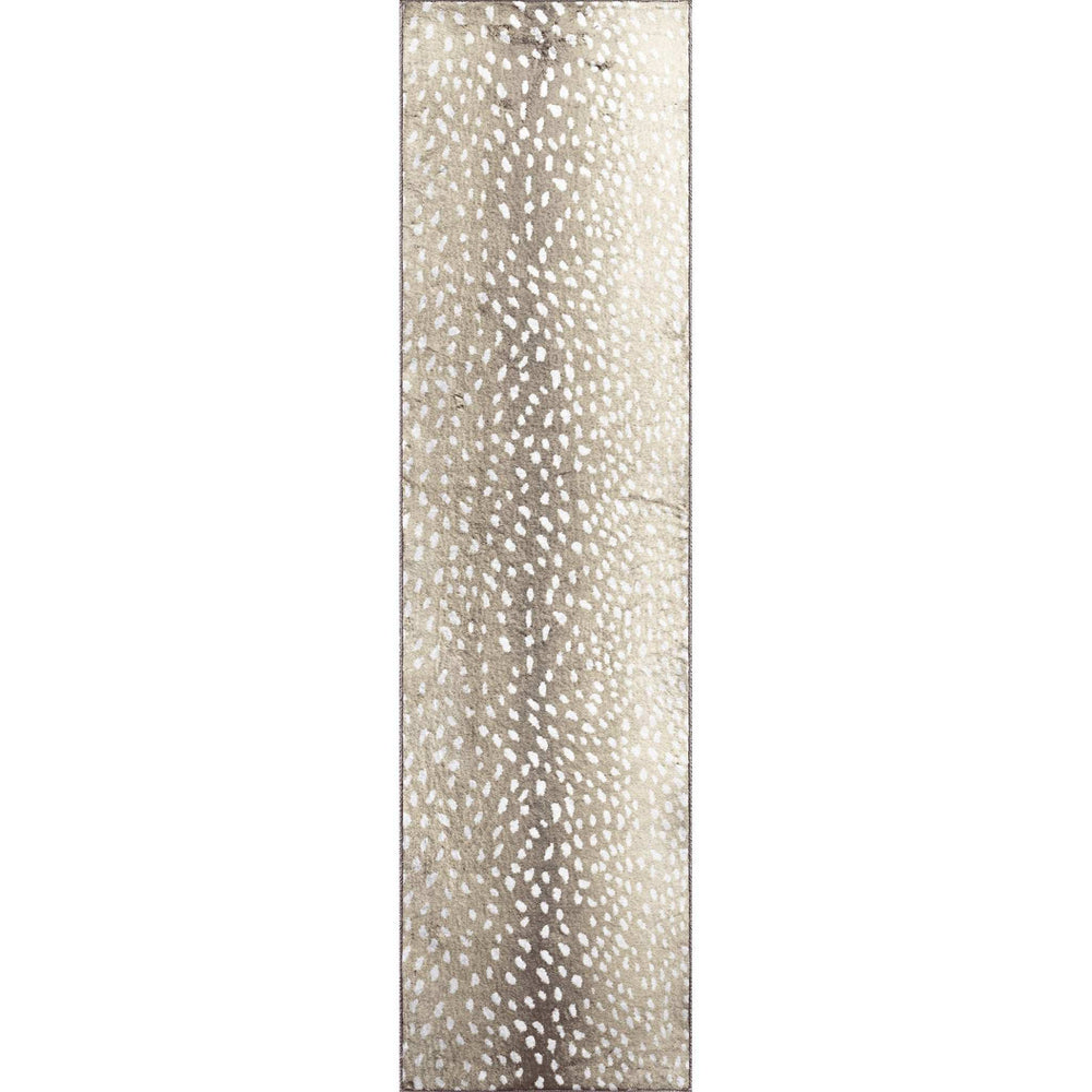 2' X 8' Beige Gazelle Print Shag Handmade Non Skid Runner Rug - Homeroots - Flyclothing LLC