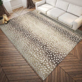 3' X 5' Beige Gazelle Print Shag Handmade Non Skid Area Rug - Homeroots - Flyclothing LLC