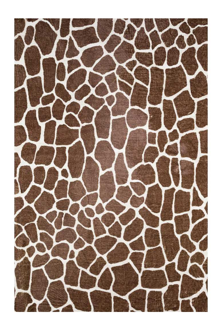 3' X 5' Brown and White Animal Print Shag Non Skid Area Rug - Homeroots - Flyclothing LLC