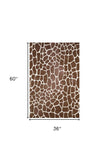 3' X 5' Brown and White Animal Print Shag Non Skid Area Rug - Homeroots - Flyclothing LLC