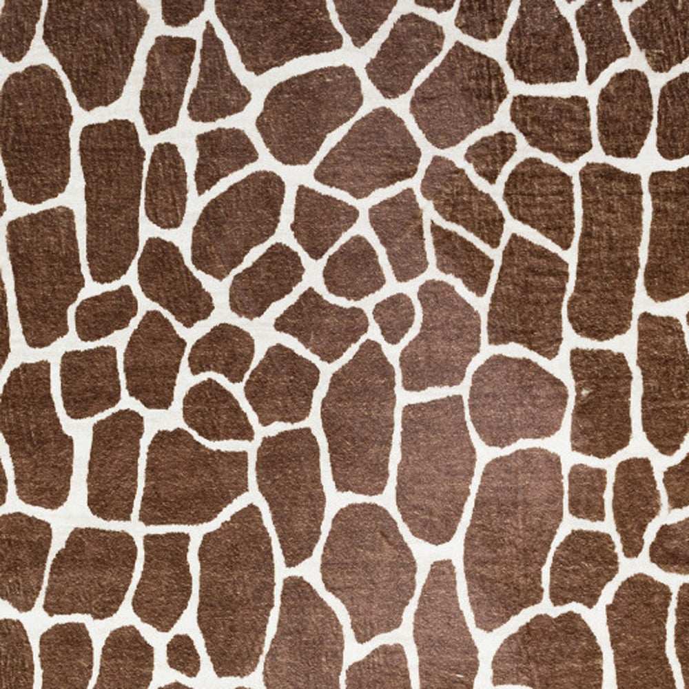 5' X 8' Brown Animal Print Shag Non Skid Area Rug - Homeroots - Flyclothing LLC