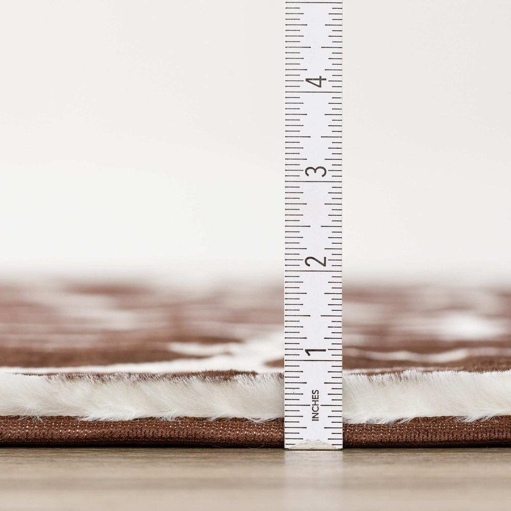 8' Brown and Ivory Round Animal Print Handmade Non Skid Area Rug - Homeroots - Flyclothing LLC