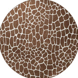 8' Brown and Ivory Round Animal Print Handmade Non Skid Area Rug - Homeroots - Flyclothing LLC