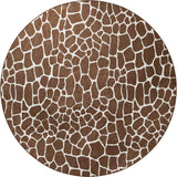 8' Brown and Ivory Round Animal Print Handmade Non Skid Area Rug - Homeroots - Flyclothing LLC