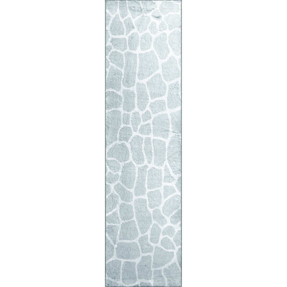 8' Gray and Ivory Animal Print Handmade Non Skid Runner Rug - Homeroots - Flyclothing LLC