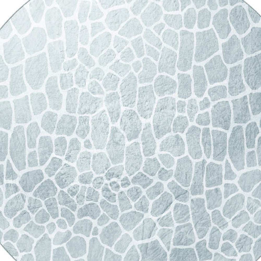 8' Gray and Ivory Round Animal Print Handmade Non Skid Area Rug - Homeroots - Flyclothing LLC