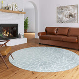 8' Gray and Ivory Round Animal Print Handmade Non Skid Area Rug - Homeroots - Flyclothing LLC