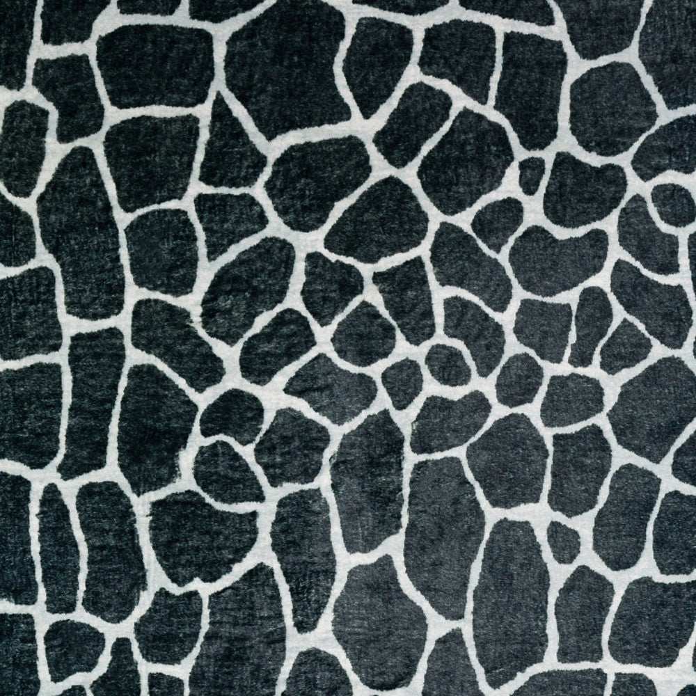 2' X 3' Black and White Croc Print Shag Handmade Non Skid Area Rug - Homeroots - Flyclothing LLC