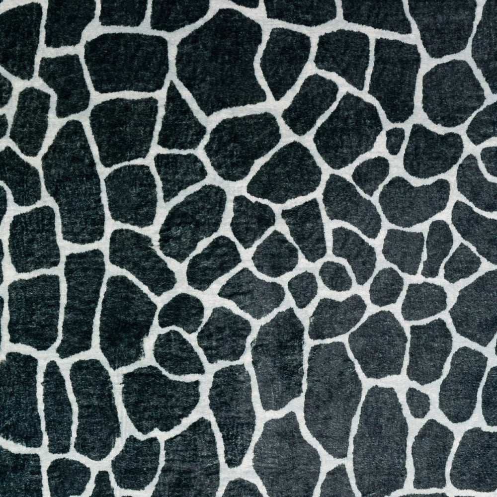 3' X 5' Black and White Croc Print Shag Handmade Non Skid Area Rug - Homeroots - Flyclothing LLC
