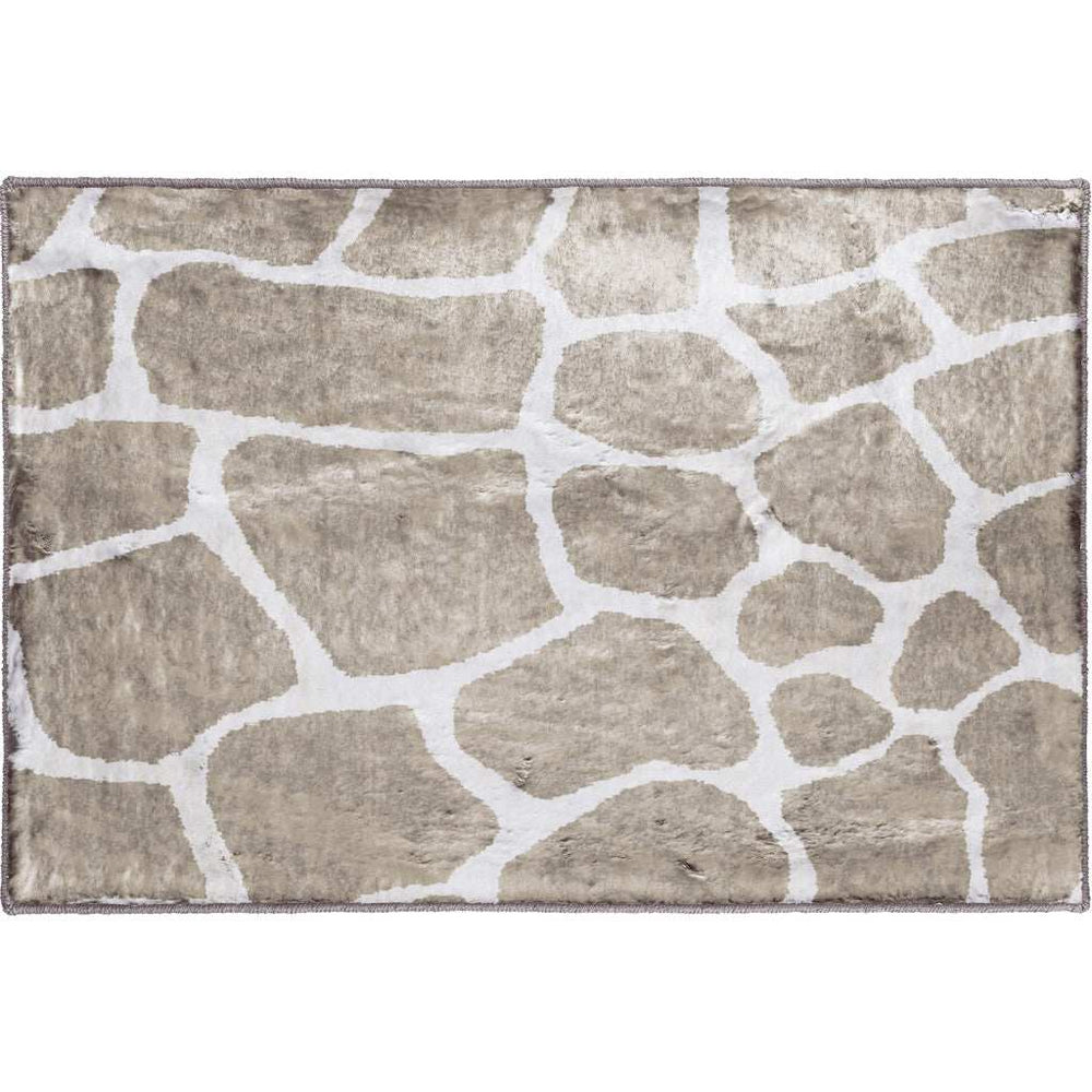 2' X 3' Beige Giraffe Print Shag Handmade Non Skid Area Rug - Homeroots - Flyclothing LLC