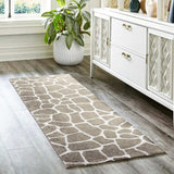 2' X 8' Beige Giraffe Print Shag Handmade Non Skid Runner Rug - Homeroots - Flyclothing LLC