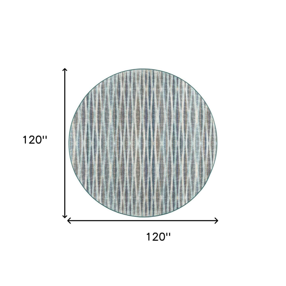 10' Blue Round Ombre Tufted Handmade Area Rug - Homeroots - Flyclothing LLC