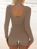 Scoop Neck Long Sleeve Top and Shorts Set - Trendsi - Flyclothing LLC