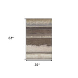 3' X 5' Brown and Ivory Abstract Area Rug - Homeroots - Flyclothing LLC