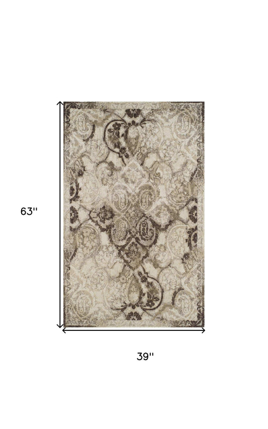 3' X 5' Brown Oriental Area Rug - Homeroots - Flyclothing LLC