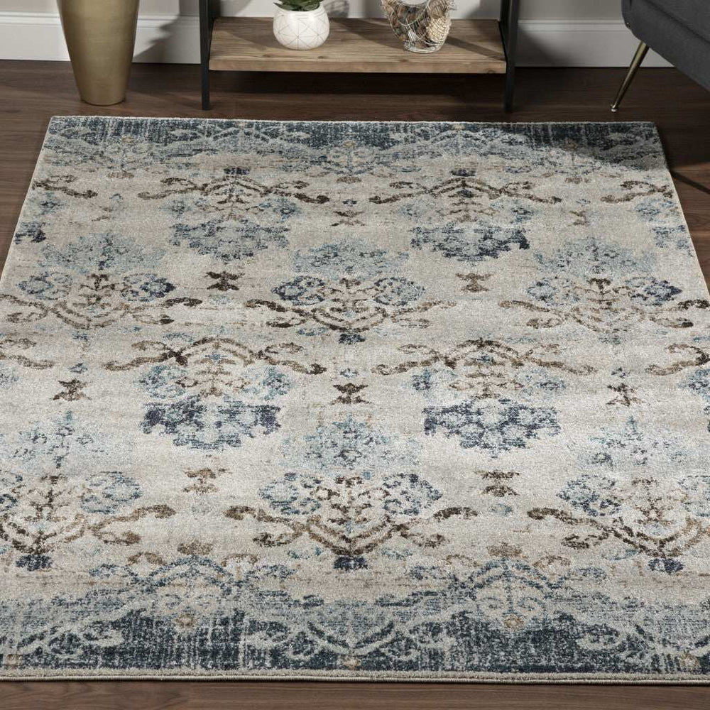 3' X 5' Blue and Ivory Oriental Area Rug - Homeroots - Flyclothing LLC
