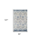 8' X 11' Blue and Ivory Oriental Area Rug - Homeroots - Flyclothing LLC