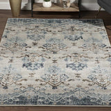 8' X 11' Blue and Ivory Oriental Area Rug - Homeroots - Flyclothing LLC
