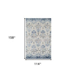 10' X 13' Blue and Ivory Oriental Area Rug - Homeroots - Flyclothing LLC