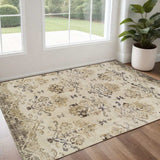 3' X 5' Beige and Brown Oriental Area Rug - Homeroots - Flyclothing LLC