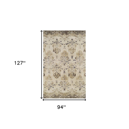 8' X 11' Beige and Brown Oriental Area Rug - Homeroots - Flyclothing LLC