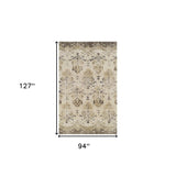 8' X 11' Beige and Brown Oriental Area Rug - Homeroots - Flyclothing LLC