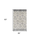 3' X 5' Gray and Ivory Oriental Area Rug - Homeroots - Flyclothing LLC