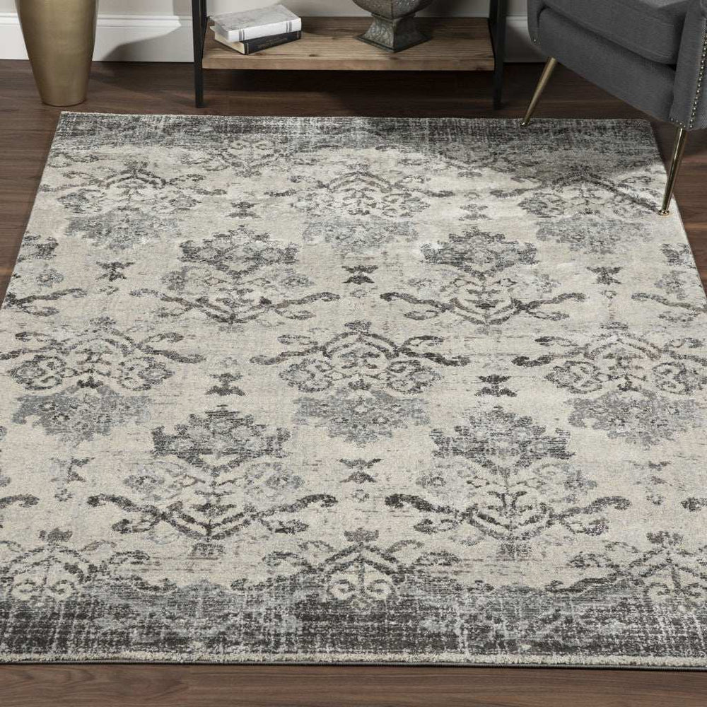 3' X 5' Gray and Ivory Oriental Area Rug - Homeroots - Flyclothing LLC