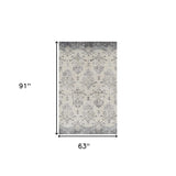 5' X 8' Gray and Ivory Oriental Area Rug - Homeroots - Flyclothing LLC