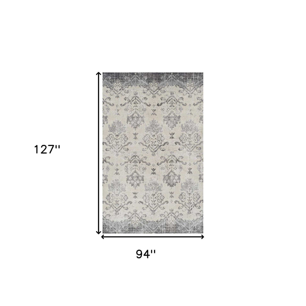 8' X 11' Gray and Ivory Oriental Area Rug - Homeroots - Flyclothing LLC