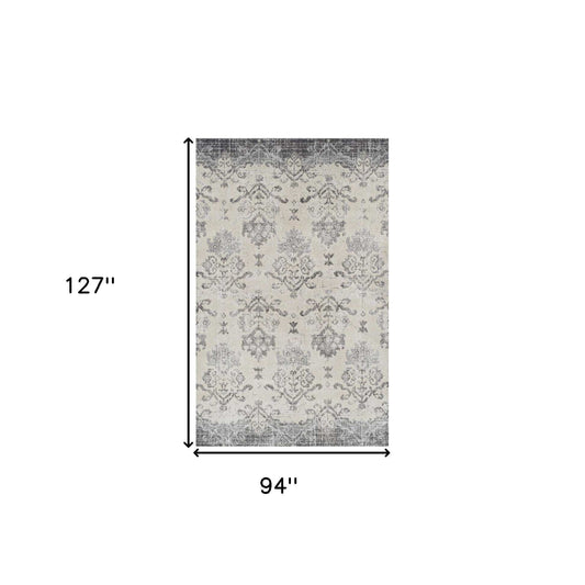 8' X 11' Gray and Ivory Oriental Area Rug - Homeroots - Flyclothing LLC