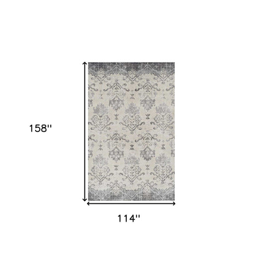 10' X 13' Gray and Ivory Oriental Area Rug - Homeroots - Flyclothing LLC