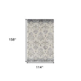 10' X 13' Gray and Ivory Oriental Area Rug - Homeroots - Flyclothing LLC