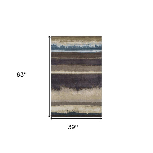 3' X 5' Beige and Brown Abstract Area Rug - Homeroots - Flyclothing LLC