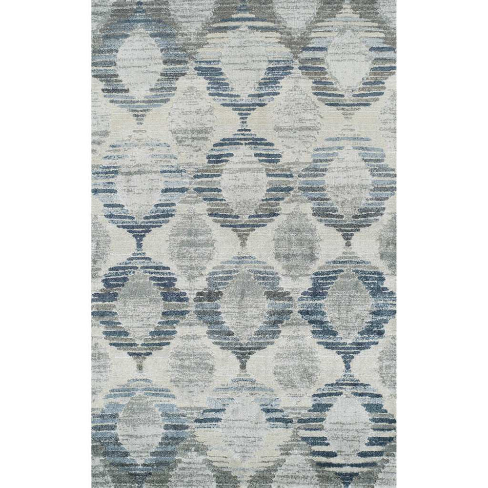 5' X 8' Blue and Ivory Geometric Area Rug - Homeroots - Flyclothing LLC