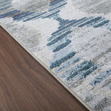 5' X 8' Blue and Ivory Geometric Area Rug - Homeroots - Flyclothing LLC