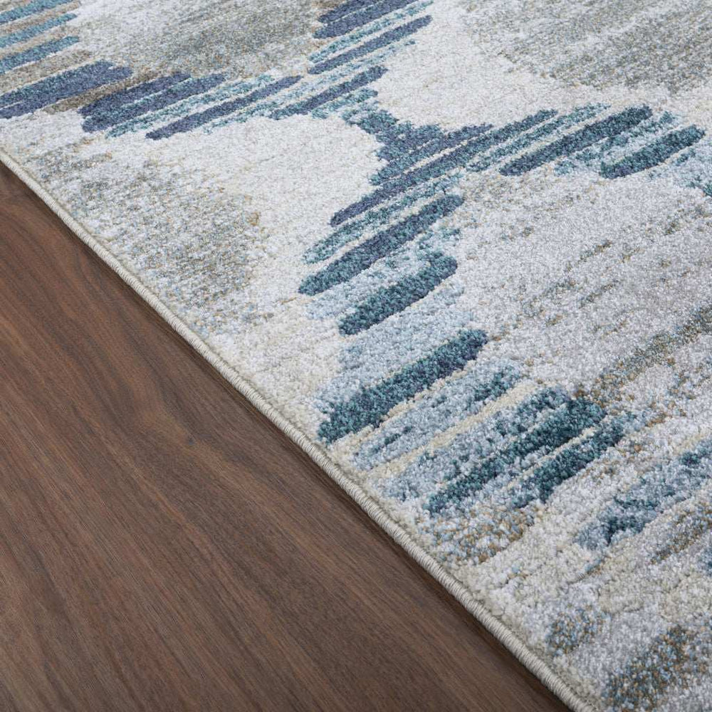 10' X 13' Blue and Ivory Geometric Area Rug - Homeroots - Flyclothing LLC