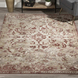 8' X 11' Red and Beige Oriental Area Rug - Homeroots - Flyclothing LLC