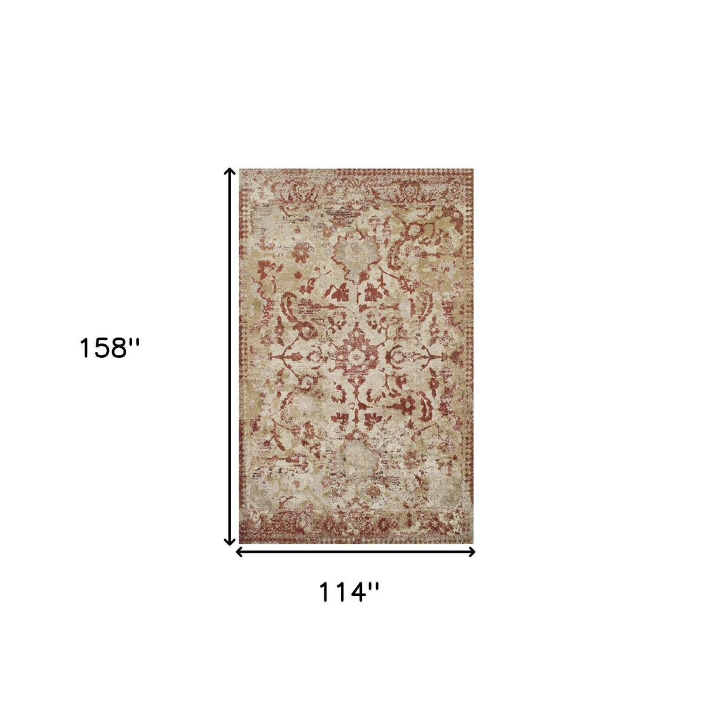 10' X 13' Red and Beige Oriental Area Rug - Homeroots - Flyclothing LLC