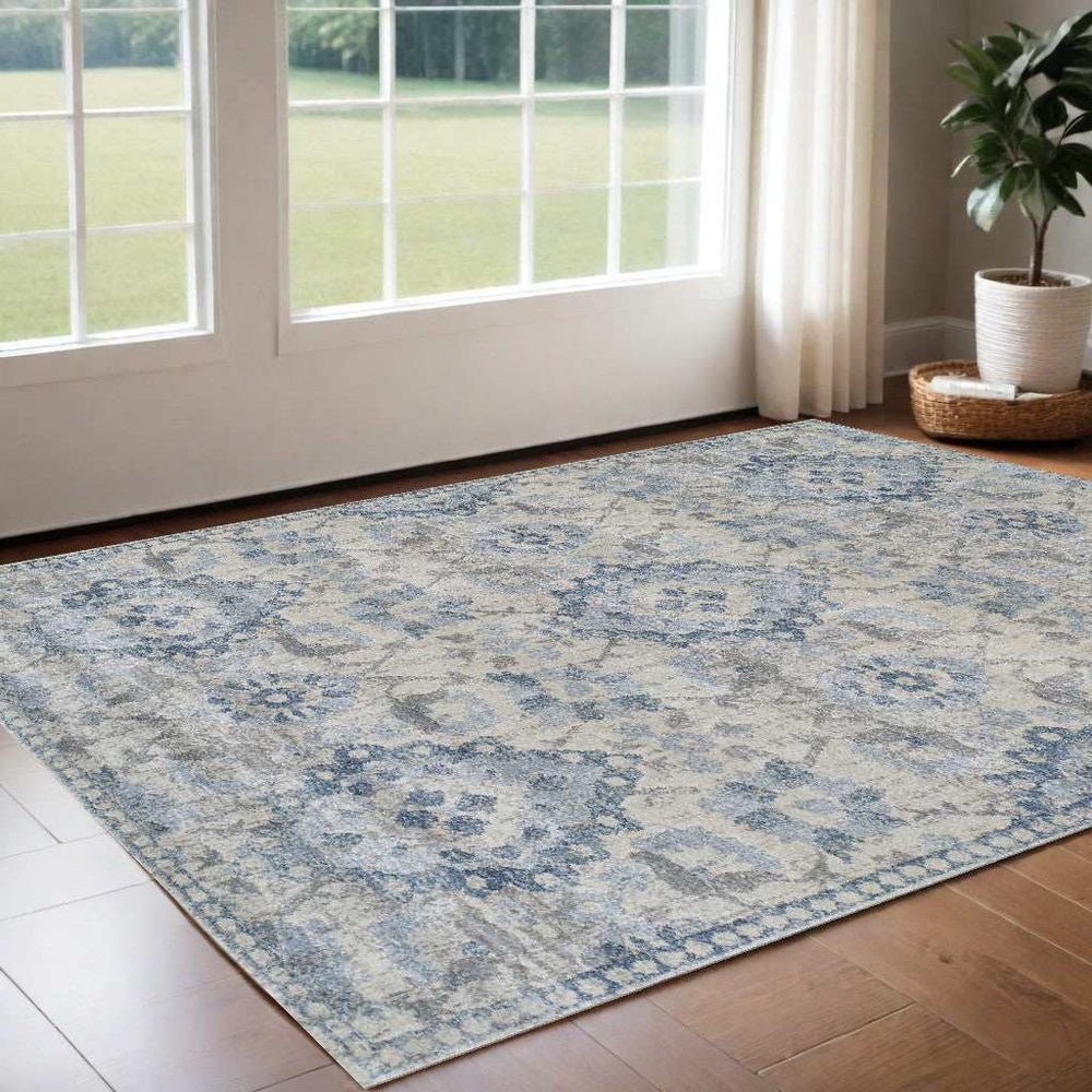 3' X 5' Blue Oriental Area Rug - Homeroots - Flyclothing LLC