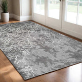 3' X 5' Gray and Ivory Oriental Distressed Area Rug - Homeroots - Flyclothing LLC