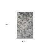 5' X 8' Gray and Ivory Oriental Distressed Area Rug - Homeroots - Flyclothing LLC