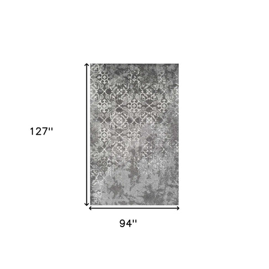 8' X 11' Gray and Ivory Oriental Distressed Area Rug - Homeroots - Flyclothing LLC