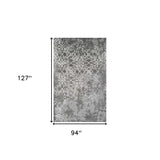 8' X 11' Gray and Ivory Oriental Distressed Area Rug - Homeroots - Flyclothing LLC