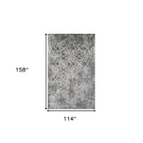 10' X 13' Gray and Ivory Oriental Distressed Area Rug - Homeroots - Flyclothing LLC