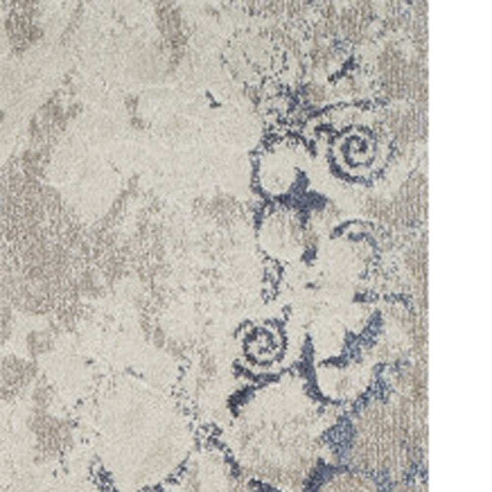 5' X 8' Blue and Ivory Oriental Distressed Area Rug - Homeroots - Flyclothing LLC